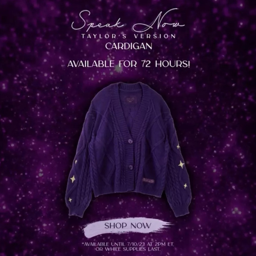 NWT Taylor Swift Speak Now Cardigan - AUTHENTIC and unopened Sz XL/XXL